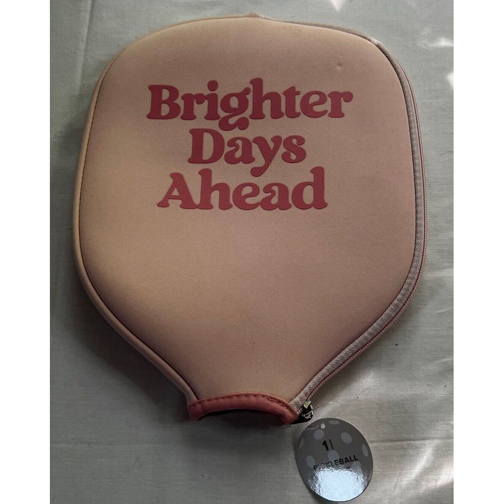 Pickleball Pastel Pink "Brighter Days Ahead" Racket‎ Cover Paddle New Zip Case